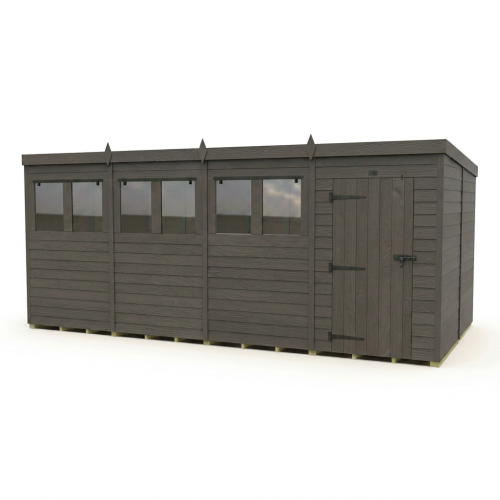16x8 Pent Composite Shed Tanalised (Single Door, With Windows) 1