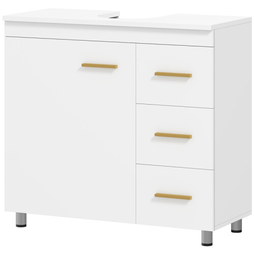 3 Tier Bathroom Vanity Cabinet, MDF Storage Unit, White 1