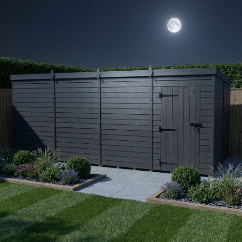 16x8 Pent Composite Shed Tanalised (Single Door, No Windows) 2