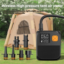 Portable Paddle Board Pump 25PSI High Pressure Electric Air Compressor Pump with 6 Nozzles for Inflatable Boat Black