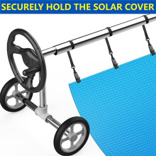Pool Solar Cover Reel Straps,18 Pcs Including 6 Snap-Lock Solar Cover Clips,6 Pcs 3 Times Denser Nylon Solar Cover Strap