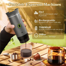 Portable Espresso Maker with Stand 2-in-1, Self-Heating Coffee Machine, USB-C Travel Coffee Maker for RV, Hiking, Office