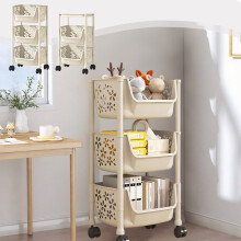 3-Tier Rolling Kitchen Cart Plastic Storage Trolley