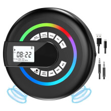 Bärbar CD-Spelare med Högtalare, -Avstängning för Bil, FM-Sändare, AUX/USB-Stöd, LCD-Skärm, RGB-Ljus