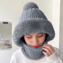 Women's Windproof Knitted Hat and Scarf Set Fleece Lined