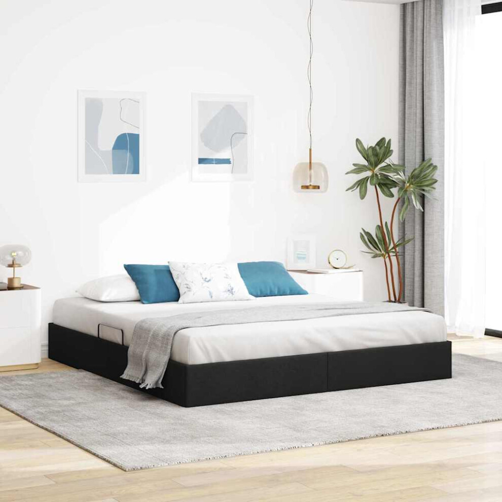 Vidaxl Storage Bed With Headboard Black 180 X 200 Cm Fabric