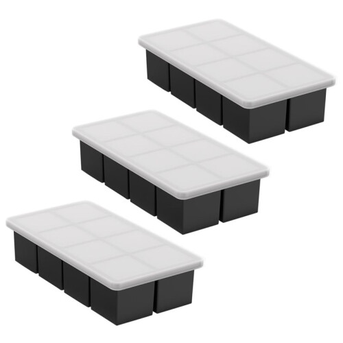 Eight-Compartment Square Silicone Ice Grinding Tool, Large Stackable, with Lid, Suitable for Freezers.
