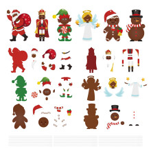 36 PCS Christmas African American Ornaments, DIY Stickers & Black Santa Claus Cards, Eco-Friendly Tree Decorations for Xmas Party