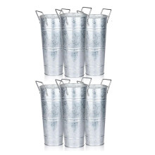 6 Pcs Galvanized Bucket Flower Bar,10 Inch Flower Bucket with Handles, Flower Bar Supplies and Buckets Farmhouse Vases