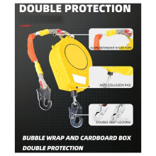 Self Retracting Safety Lanyard Fall Arrester Fall Protection with Alloy Steel Hook & Steel Wire Rope 9ft