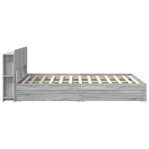 VidaXL vidaXL Bed Frame with Storage Grey Sonoma 140 x 200 cm Engineered Wood 1