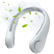 Draagbare nekventilator, stille, bladloze USB-ventilator met 4000 mAh-batterij, 3 snelheden, wit, handsfree verkoeling