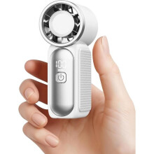 Mini draagbare handventilator, 100 snelheden, hoge snelheid 16900 RPM, LED-display, USB-oplaadbaar, witte compacte reiskoeler
