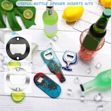 Bottle Opener Inserts Kits Round DIY Bottle Opener Hardware Kit DIY Beer Opener Round DIY Bottle Opener , Black+Silver