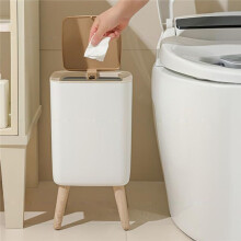 1 Lata de Lixo Alta Tipo Concha, Adequada para Quarto, Sala de Estar, Banheiro, Lata de Lixo de Pressão, Imitação de Madeira