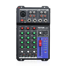 TEYUN Mixeur Audio pour Voiture A3 2 Hz - 76 KHz, Table de Mixage DJ, Carte Son, Égaliseur 4 Bandes, Réverbération Professionnelle pour Voiture