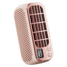 Draagbare ventilator zonder bladen met 5 snelheden, USB-oplaadbaar, nachtlampje met 2 standen, roze bureauventilator