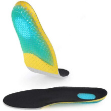 Orthopedische gel-inlegzolen voor schoenen met plantaire fasciitis en hielspoor, met voetboogondersteuning en pijnverlichting.