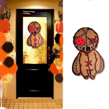 Halloween Voodoo Dolls Sign Halloween Welcome Door Sign Wood Vintage Rustic Hanging Decoration for Home Party
