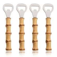4pcs Bamboo Handle Bottle Opener Portable Bottle Opener Suitable for Restaurants and Home Use Beer Bottle Opener