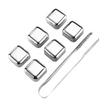 Whiskey Stones 6 Pack, Metal Reusable Ice-Cubes, High Cooling Technology, Stainless Steel Ice-Cubes