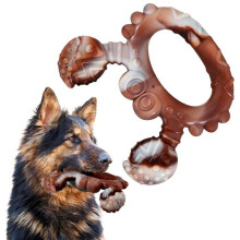 Juguete masticable indestructible de nailon con sabor a carne de res y cangrejo para perros medianos y grandes, para limpieza dental y para