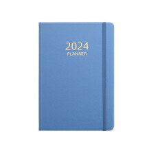 2024 A5 Englischer Terminplaner, Gummiband, Notizbuch, Band, Buch, Notizbuch, Blau