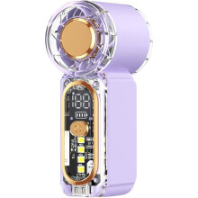 Mini kannettava tuuletin, 3 säädettävää nopeutta, hiljainen USB-ladattava, LED-näyttö, sisä- ja ulkokäyttöön, violetti