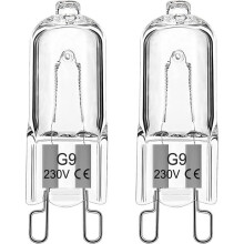 G9 25 W:n halogeeniuuninlamppu, himmennettävä, 230 V, 2700 K lämmin valkoinen, 300 C lämmönkestävä, 2 kpl:n pakkaus