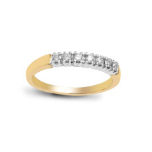 (P) Jewelco London Ladies Solid 9ct Gold 4 Claw Set Round H I1 0.25ct Diamond 7 Stone Half Eternity Ring 3mm - 9R018