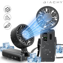 Portable Fan, Ice Cooling Plate, 6000mAh Rechargeable Battery, 6 Speeds, Quiet Personal Cooling for Travel and Desk