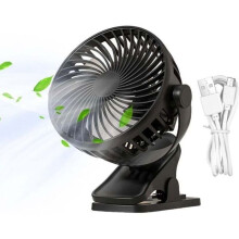 Clip-On Bedside Fan, Rechargeable, Portable, Multifunctional, Black, Compact Desk Fan for Home, Office, and Travel