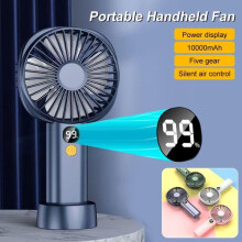 Mini Handheld Fan Portable Quiet Rechargeable 5 Speeds 4 to 10 Hours Runtime Compact for Travel and Office