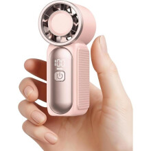 Mini Portable Handheld Fan, 100 Speeds, High Velocity 16,900 RPM, LED Display, USB Rechargeable, Pink