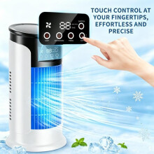 4 in 1 Air Cooler, Portable Air Conditioner, 6 Speeds, 6H Timer, 7-Color LED Lights, 300ml Water Tank, Cooling Fan