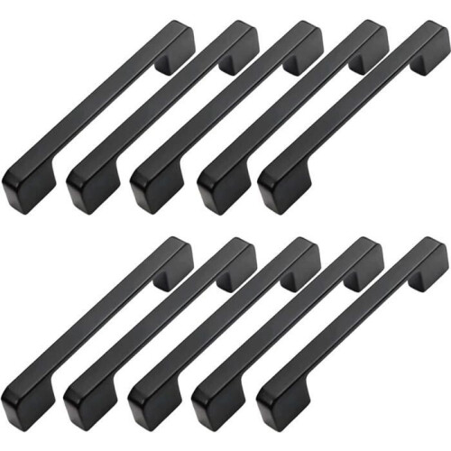10 Pcs Black Cabinet Handles 96 mm Centre to Centre Kitchen Drawer Pulls Modern Bar Design