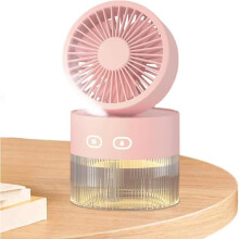 Portable Air Cooler, Foldable Mist Fan, Quiet 30 dB, 1500 mAh Battery, for Home and Outdoor Use, Pink