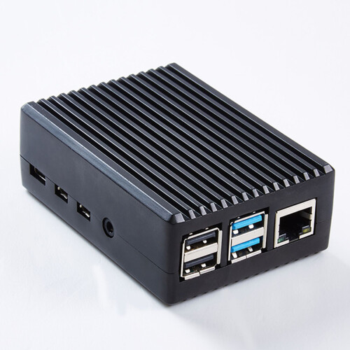 (Black) Aluminum Alloy Heat Dissipation Protective Case for Raspberry Pi 4B 1
