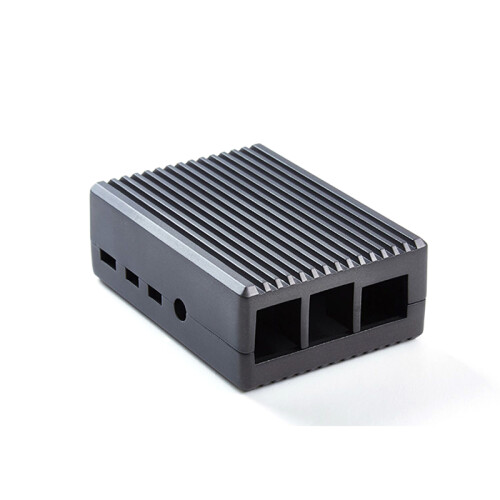 (Black) Aluminum Alloy Heat Dissipation Protective Case for Raspberry Pi 4B 2