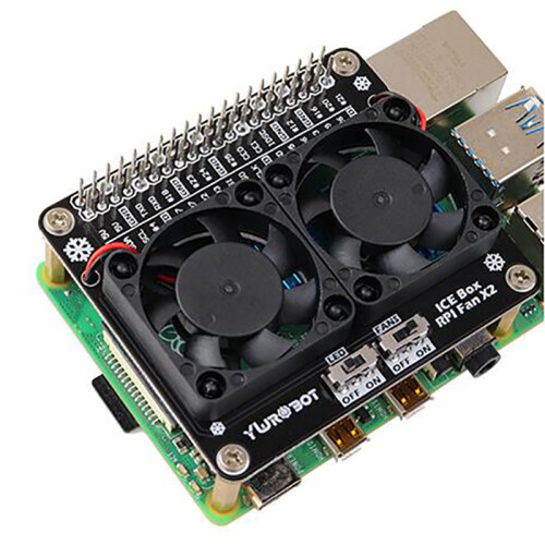 (Blue Light) Mini Dual Cooling Fan LED GPIO Extension Board for Raspberry Pi 4B/3B+/3B/Zero 2