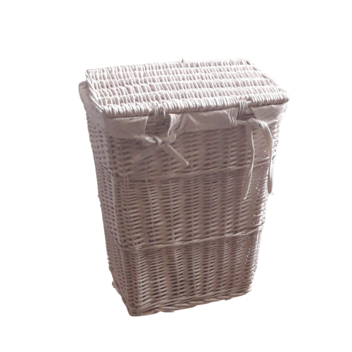 Premier Housewares White Wicker Laundry Basket Hamper
