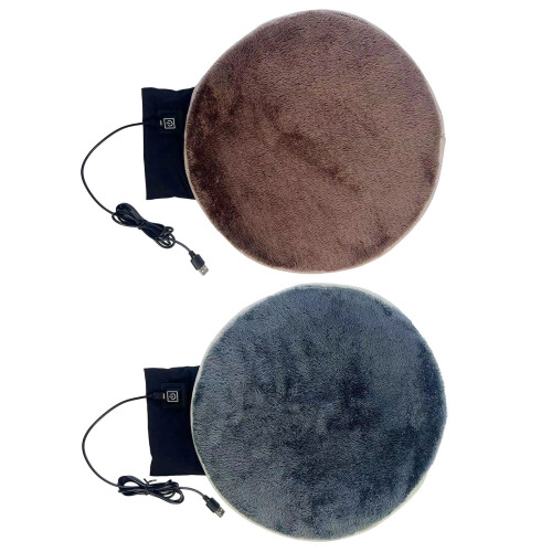 Thickened Plush Heating Pad Portable USB Heating Seat-Brown 1