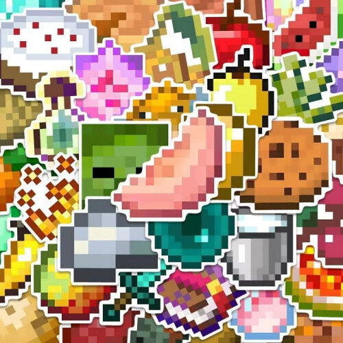 Minecraft Cute Cartoon Pixel Sticker Pack - 50 Pcs Game Decor Decals