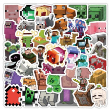 60 Pcs Minecraft Steve Pixel Stickers, Popular Kids Decoration, Waterproof Desktop Stickers for Minecrafter