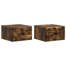 vidaXL Wall-Mounted Bedside Cabinet 2 pcs Smoked Oak 34.5 x 33 x 20 cm