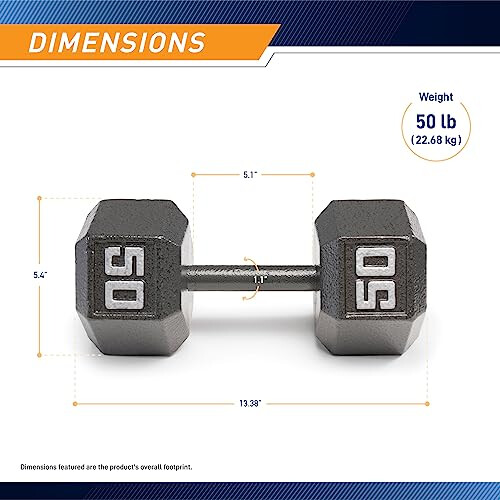 Marcy Marcy 50lb Cast Iron Hex Dumbbell, Single, IV-2050 1