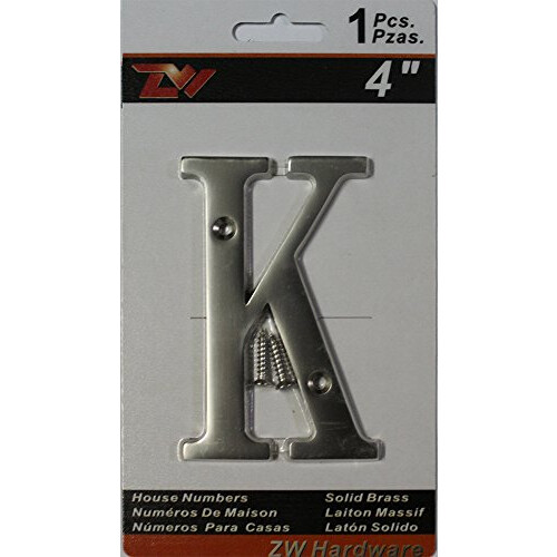 ZW Hardware B100 4 Inch Solid Brass Matt Nickel Plated House Letter K 1