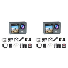 2X WiFi Anti-Shake Action Kamera 5K 30FPS Dual Screen 170 Weitwinkel 30M Wasserdichte Sportkamera mit Fernbedienung