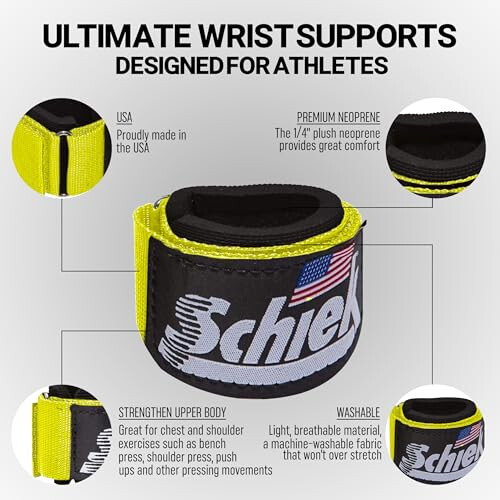 Schiek 1100WS - Wrist Supports - Yellow - One Size 2