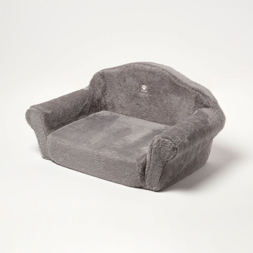 Homescapes (Medium - 51 X 32 X 27 cm) Small Plush Fold Out Sofa Pet Bed - Beige 2